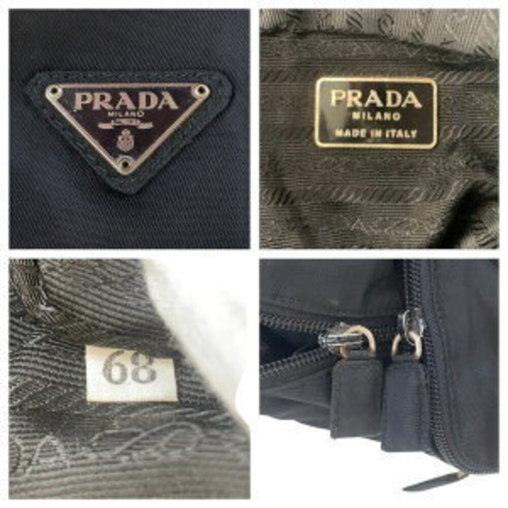 Prada daypack Tessuto nylon plate logo triangular black backpack - Picture 4 of 10